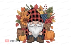 Autumn gnome with harvest bounty pumpkin grapes Product Image 1