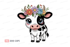 Cute cow wearing flower crown calf animal Product Image 1
