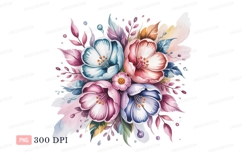 Watercolor floral bouquet flowers pink Product Image 1