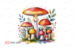 Red white spotted mushrooms plants image Product Image 1