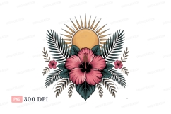 Pink hibiscus sun foliage Clipart P N G tropical Product Image 1