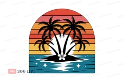 Sunset palms ocean reflection tropical Product Image 1