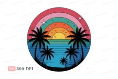 Tropical sunset palm trees rainbow palms ocean Product Image 1