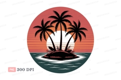 Tropical island sunset palm trees palms ocean Product Image 1