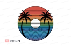 Sunset ocean palm trees gradient tropical Product Image 1