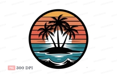 Tropical island sunset with palm trees image Product Image 1