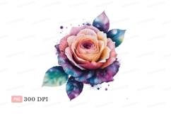 Colorful rose with galaxy leaves flower Product Image 1
