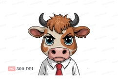 Cartoon cow wearing shirt and tie animal mammal Product Image 1