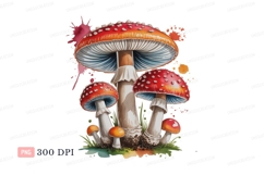 Red white spotted mushrooms watercolor spots nature Product Image 1