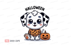 Cute puppy with pumpkin and Halloween text image Product Image 1