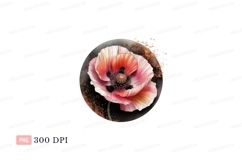 Pink poppy bloom with golden dust flower orange Product Image 1