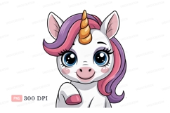 Cute unicorn with colorful mane fantasy magical Product Image 1
