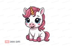 Cute white unicorn with pink mane horn Product Image 1