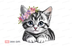 Adorable kitten wearing floral crown flowers Product Image 1