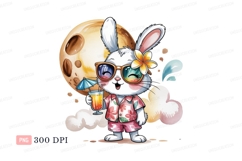 Bunny enjoying summer vacation tropical drink Product Image 1