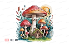 Whimsical Mushroom Forest Cottage fantasy Product Image 1