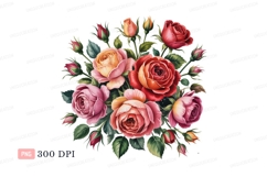Pink red orange roses bouquet image Product Image 1