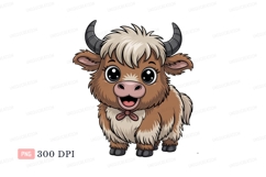 Cute fluffy yak with bow animal brown Product Image 1