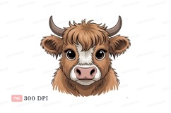 Fluffy brown cow face with big eyes calf animal Product Image 1