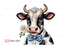 Dapper cow with flower and tear daisy blue Product Image 1