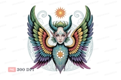 Colorful winged creature with horns and star wings Product Image 1
