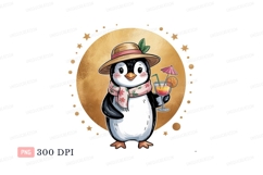 Penguin with hat and drink scarf cocktail Product Image 1