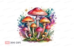 Vibrant mushrooms with starry background fungi forest Product Image 1