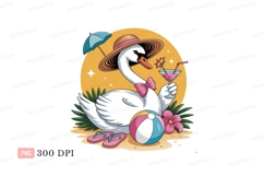 Swan enjoying summer vacation drink beach Product Image 1