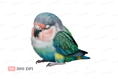 Sleeping colorful parrot with closed eyes bird green Product Image 1