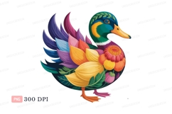 Colorful duck adorned with floral elements nature Product Image 1