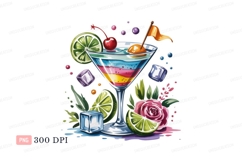 Colorful layered cocktail with fruit and ice drink Product Image 1