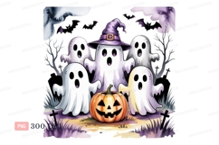 Spooky ghosts and jack o lantern halloween pumpkin Product Image 1