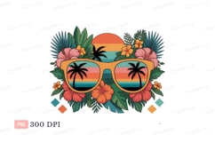 Sunglasses tropical sunset palm trees image Product Image 1