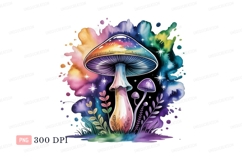 Psychedelic mushroom watercolor art fantasy nature Product Image 1