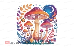 Psychedelic mushrooms moonlit night fantasy Product Image 1