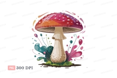 Red spotted mushroom with colorful splashes white spots Product Image 1