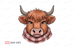 Highland cow wearing scarf animal mammal Product Image 1