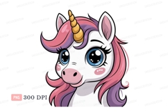 Cute unicorn with pink purple mane fantasy magical Product Image 1