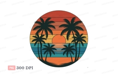 Sunset Palm Trees Ocean View water Product Image 1