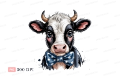 Adorable cow wearing patriotic bowtie animal blue Product Image 1