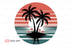 Tropical island sunset palm trees image Product Image 1