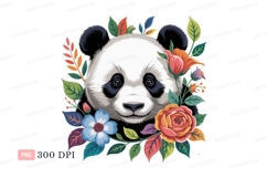 Panda surrounded by colorful flowers bear animal Product Image 1