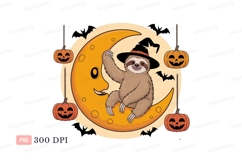 Sloth witch moon pumpkins bats crescent Product Image 1