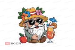 Summer gnome with tropical drink and apple image Product Image 1