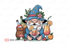 Gnome wizard with drinks and fruits stars flower Product Image 1