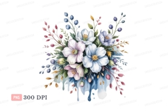 Delicate floral bouquet watercolor painting flowers Product Image 1