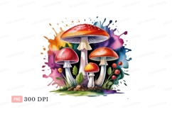 Red white spotted mushrooms colorful splash spots orange Product Image 1