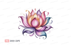 Colorful lotus flower with swirling petals pink purple Product Image 1
