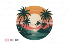 Tropical sunset palm trees ocean view image Product Image 1