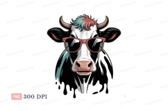Cool cow wearing sunglasses animal black Product Image 1